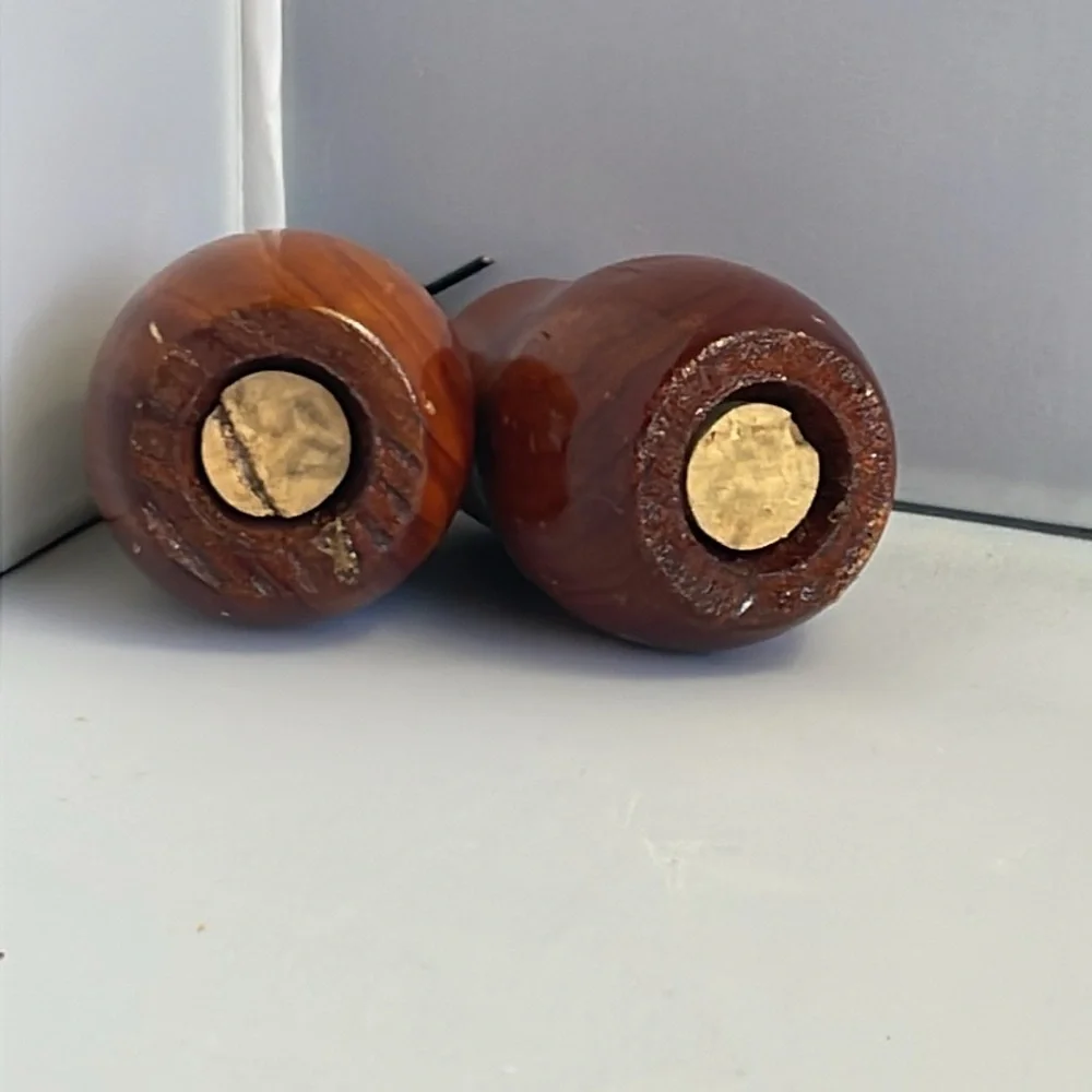 Pair Vintage Wood‎ Salt & Pepper Shakers